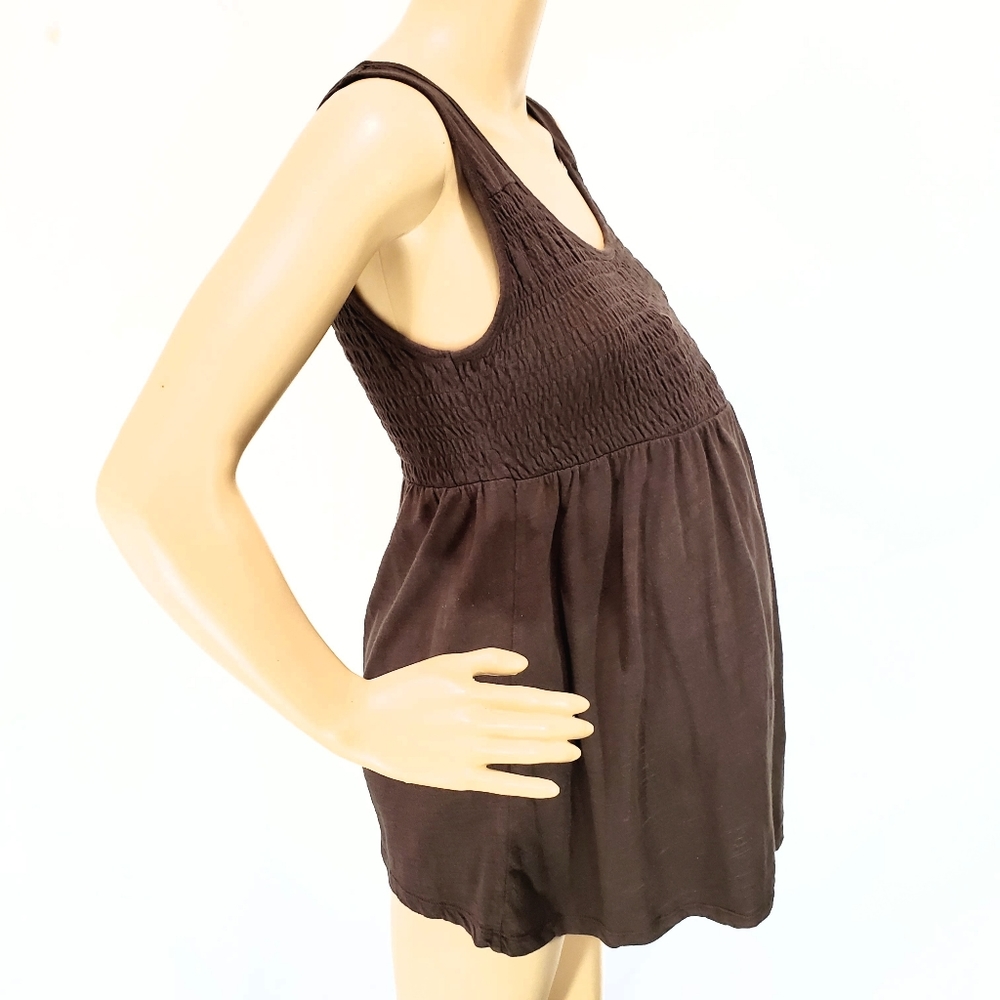 Old Navy Maternity Brown Scoop Neck Baby Doll Sleeveless Tank Top Size S